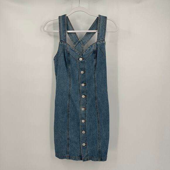 Bongo Gene Montesano Dresses & Skirts - Bongo Gene Montesano Womens‎ Y2K Denim Mini Dress Size 5 Festival Grunge Retro